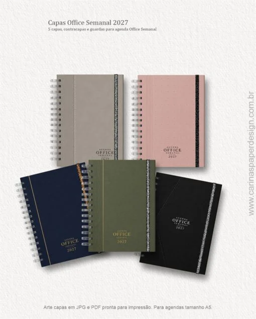 Kit 5 capas A5 para Agenda Office Semanal 2027 - Imagem 2