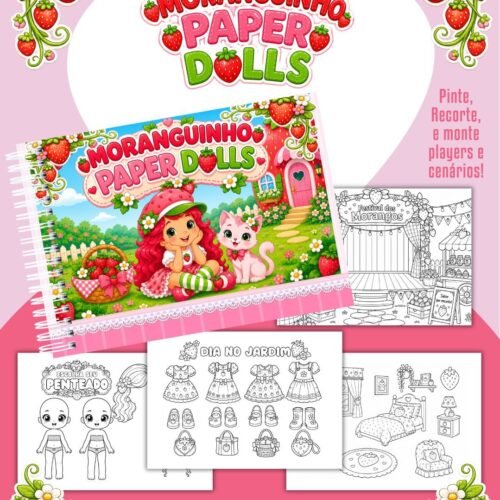 Livrinho Para Colorir Paper Dolls Moranguinho