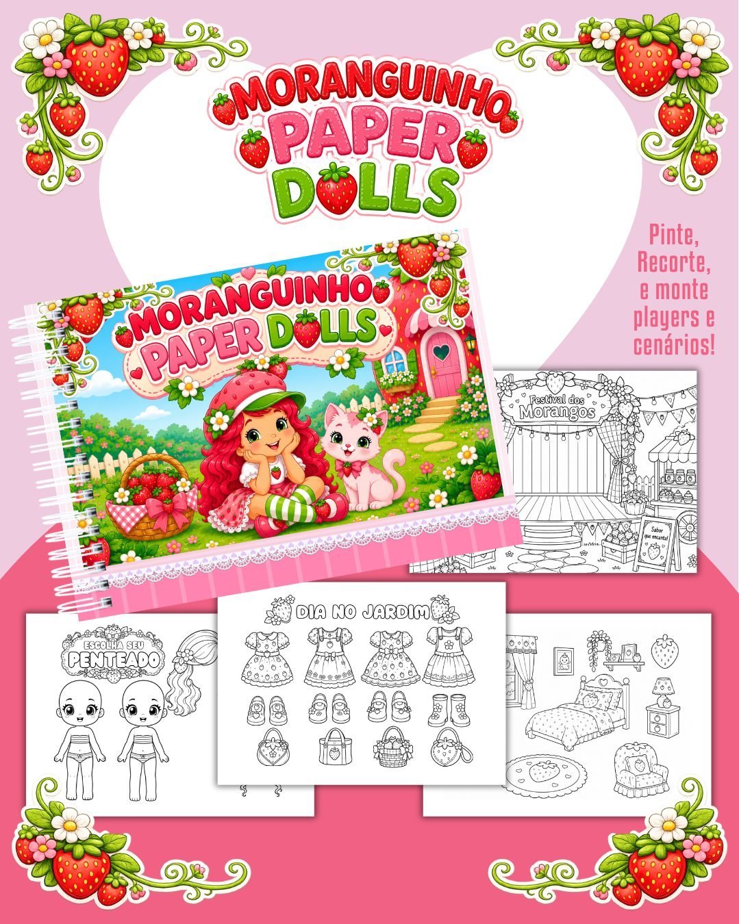 Livrinho Para Colorir Paper Dolls Moranguinho