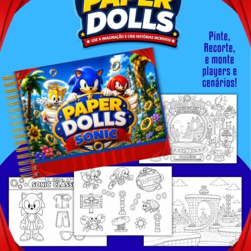 Livrinho Para Colorir Paper Dolls Sonic