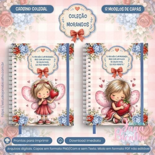 Caderno Colegial Coleção Morangos - arquivo digital