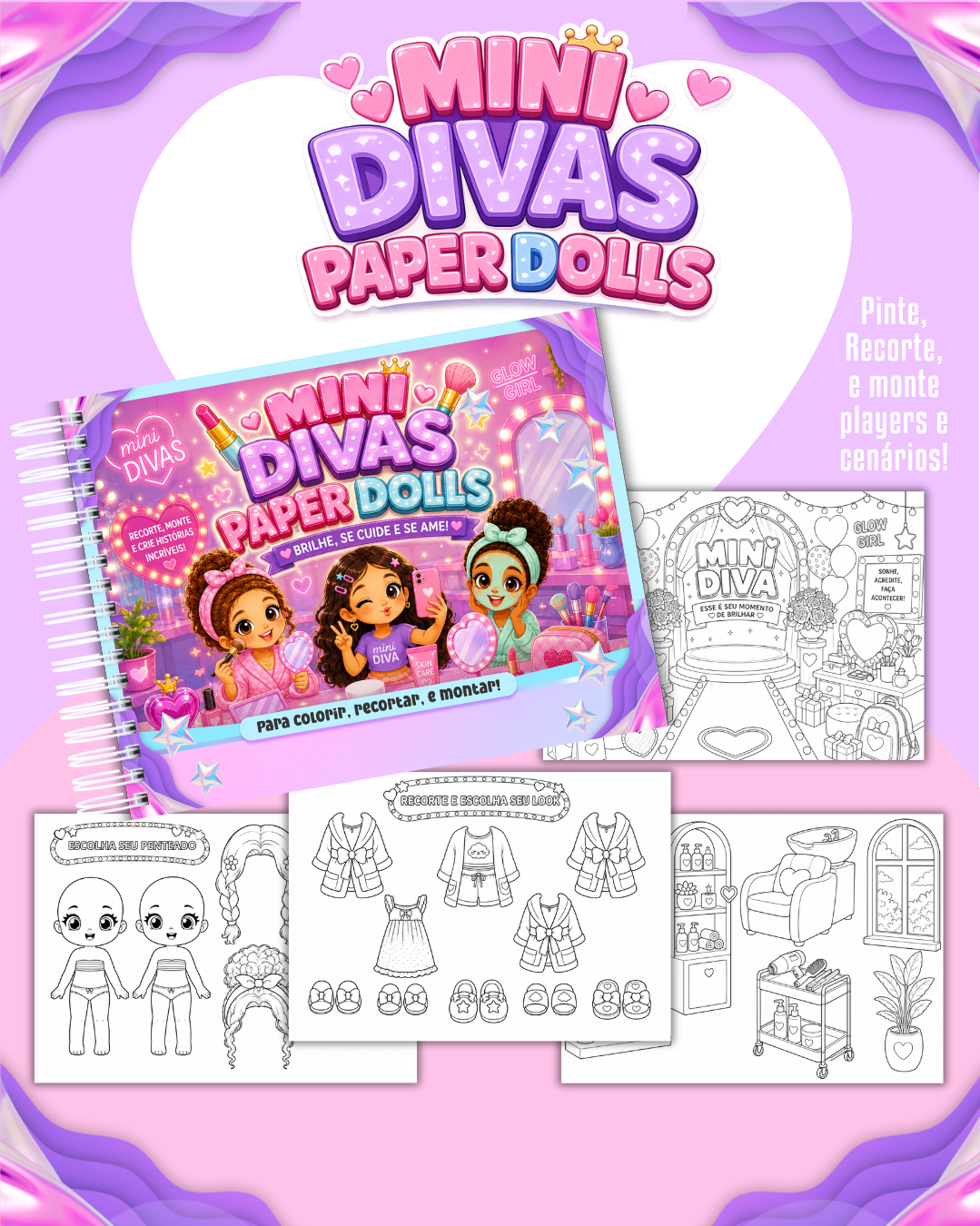 Arquivo Paper Dolls Mini Divas – Para Colorir