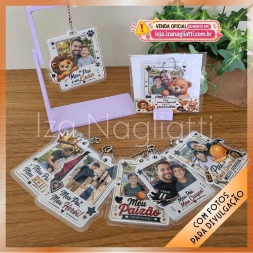 Kit 6 chaveiros tipo polaroid – Dia dos pais