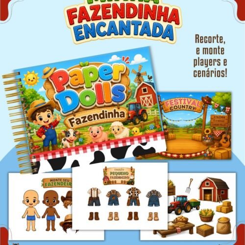 Livrinho Colorido Paper Dolls Fazendinha Menino