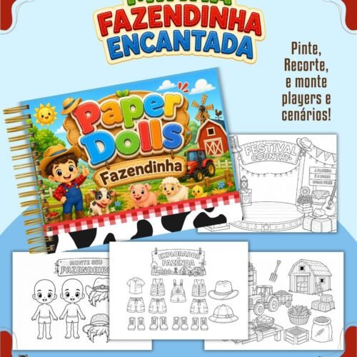 Livrinho Para Colorir Paper Dolls Fazendinha Menino