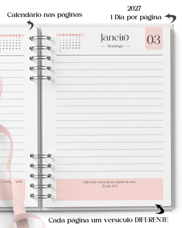 Combo 16 Agendas Femininas Neutra 2027 PERMANENTE Versículos Frases Horários - Imagem 14
