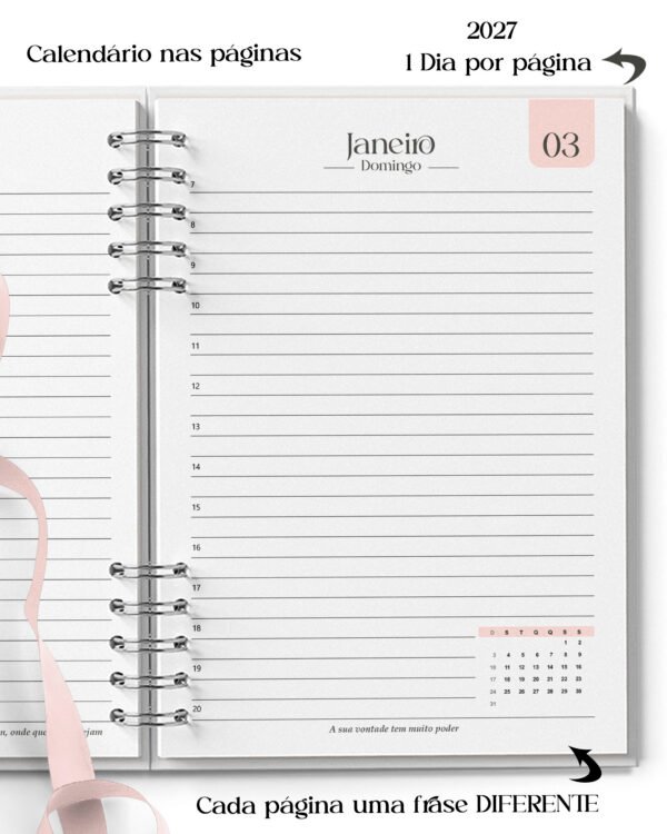 Combo 16 Agendas Femininas Neutra 2027 PERMANENTE Versículos Frases Horários - Imagem 13