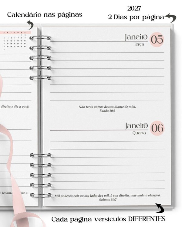 Combo 16 Agendas Femininas Neutra 2027 PERMANENTE Versículos Frases Horários - Imagem 11