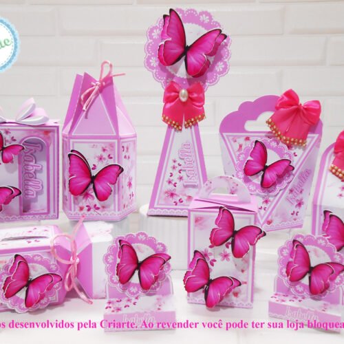 Borboleta Rosa - Arquivo de Corte / Festa