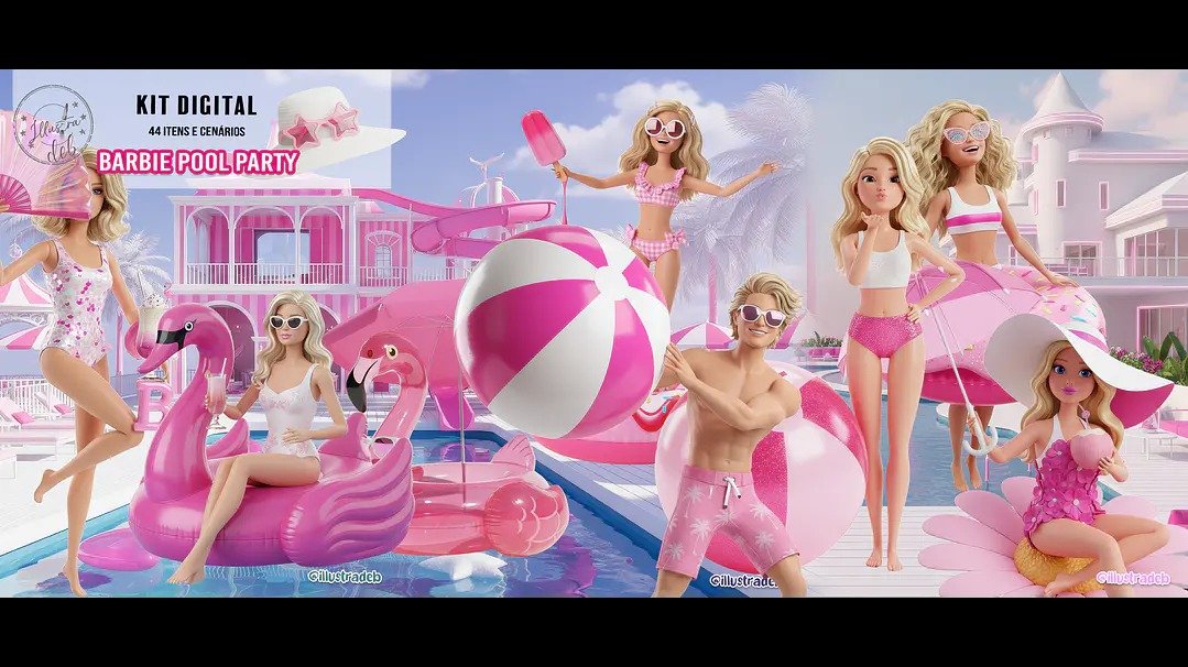 Kit Digital Barbie Pool Party