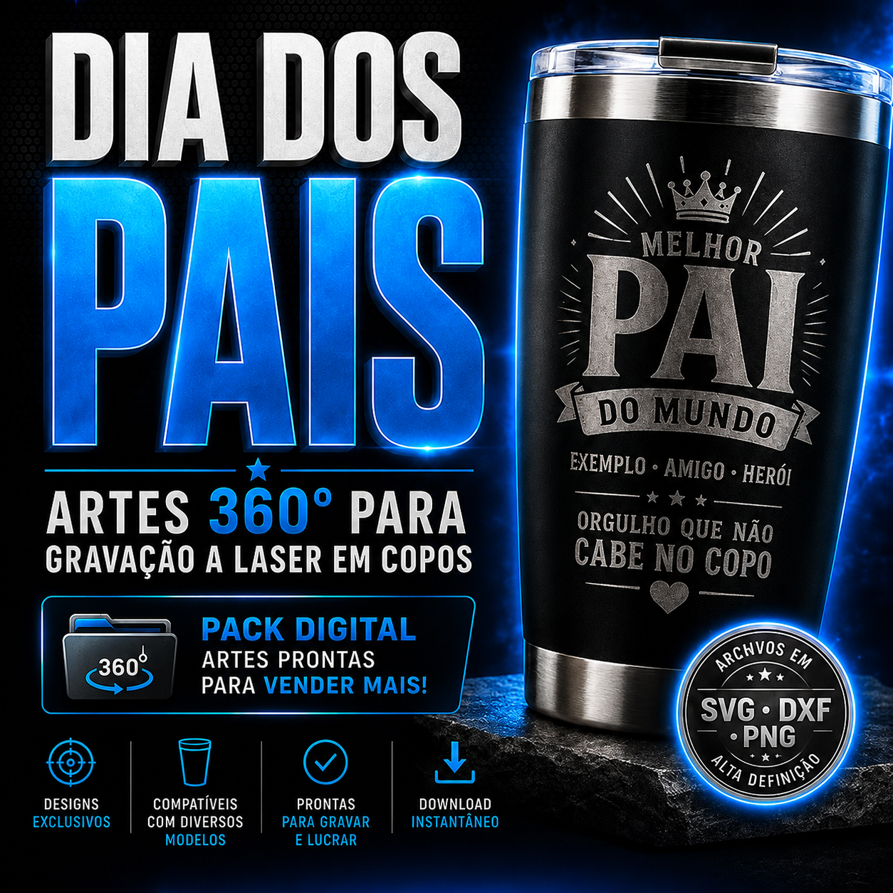 Arte Sublimação Laser Dia dos Pais