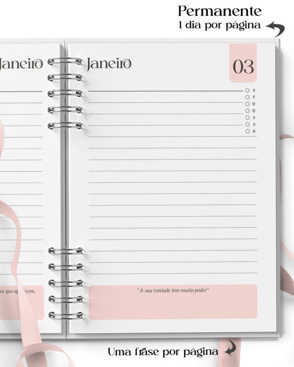 Combo 16 Agendas Femininas Neutra 2027 PERMANENTE Versículos Frases Horários - Imagem 6