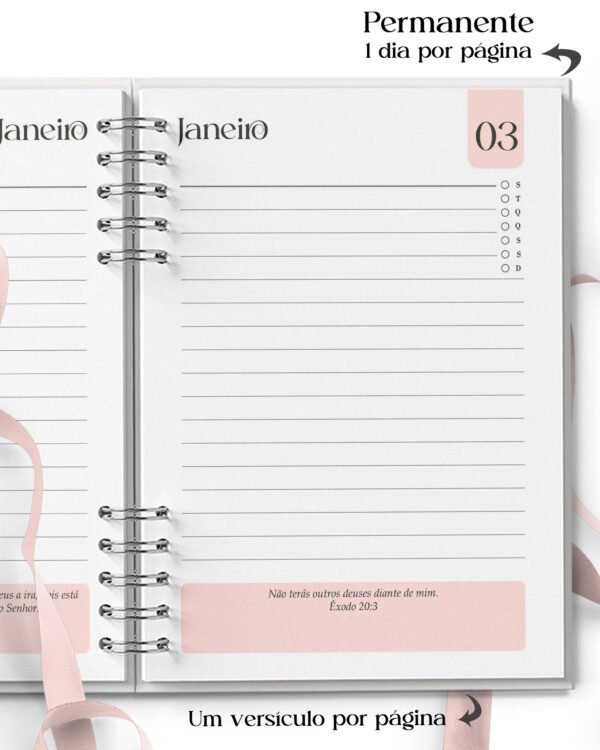 Combo 16 Agendas Femininas Neutra 2027 PERMANENTE Versículos Frases Horários - Imagem 4