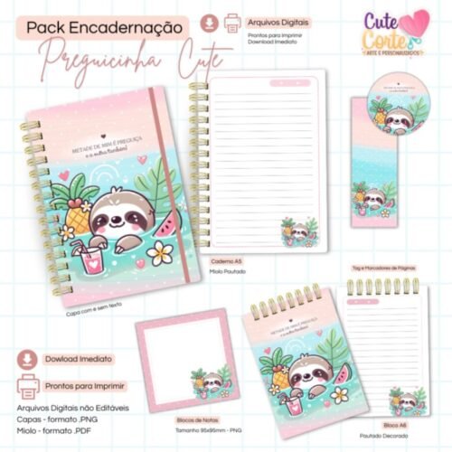 Arquivo Encadernação Preguicinha Cute