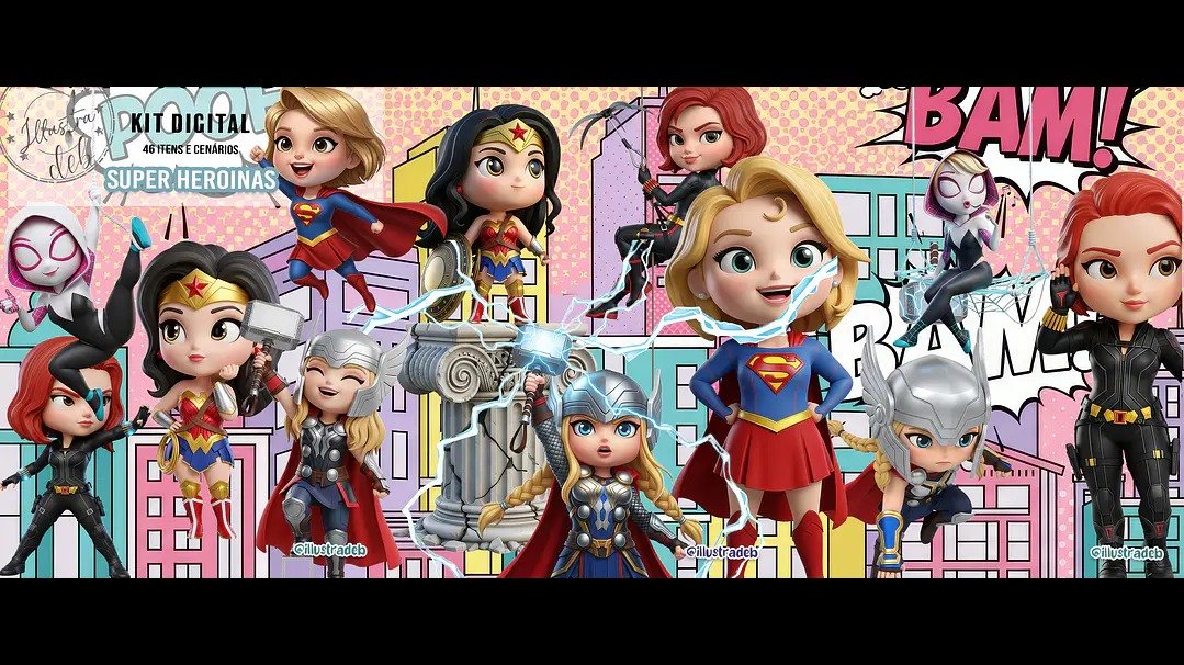 Kit Digital Super Heroínas