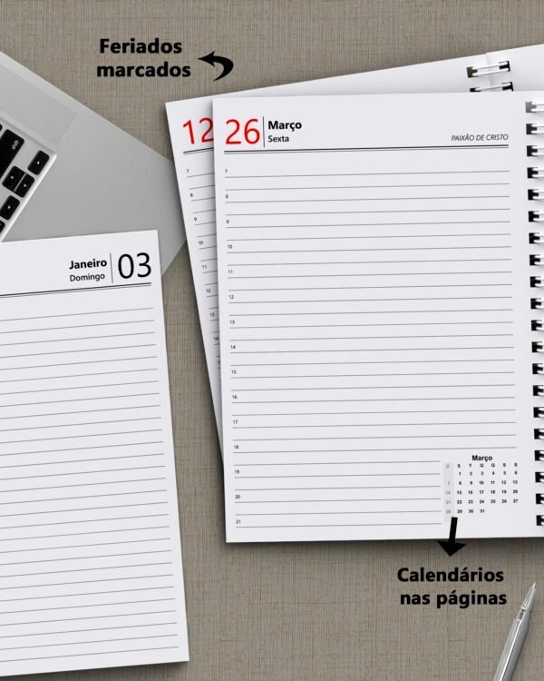 Arquivo Agenda Executiva 2027 tamanho 20 x 27.5 cm A4 com 1 dia por página - Imagem 2