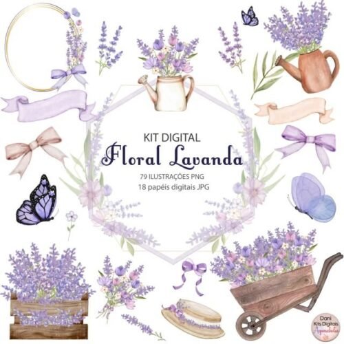 KIT DIGITAL FLORAL LAVANDA
