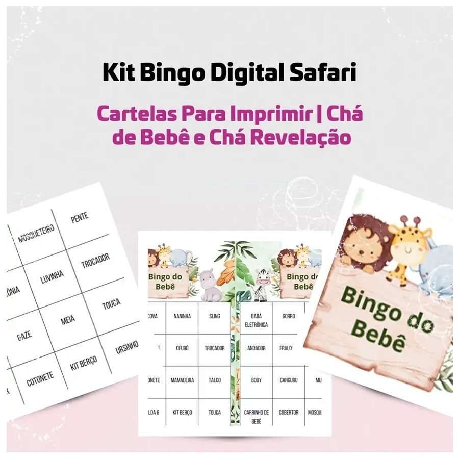 Arquivo Bingo Chá De Bebê Safari