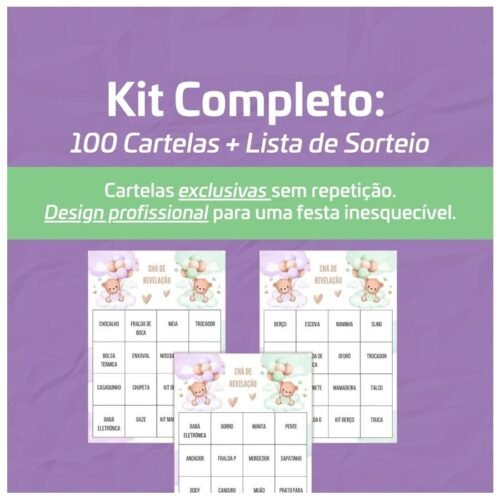 Arquivo Bingo Chá De Revelação Ursinhos Lilás E Verde
