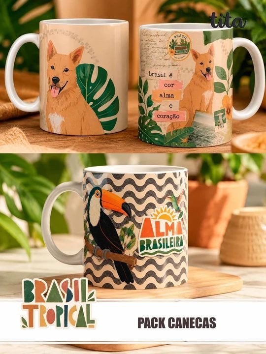 Brasil Tropical - Kit Sublimação ( Caneca e Ecobags ) - Imagem 3