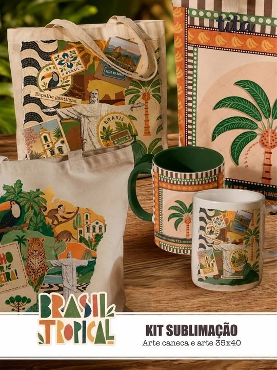 Brasil Tropical - Kit Sublimação ( Caneca e Ecobags )