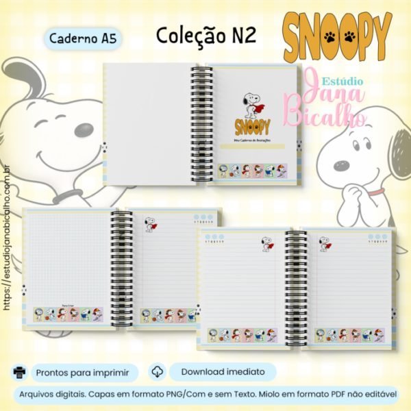 Caderno Coleção Snoopy - encadernação - Imagem 2