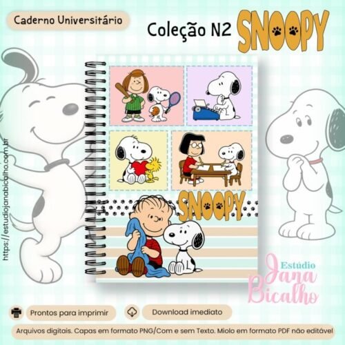 Caderno Universitário Coleção Snoopy - encadernação