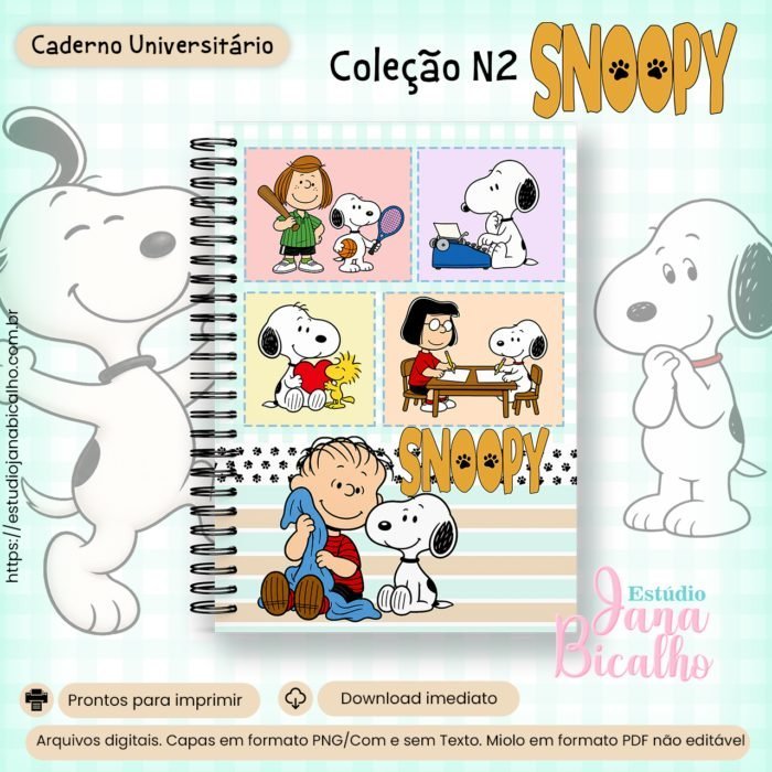 Caderno Universitário Coleção Snoopy - encadernação