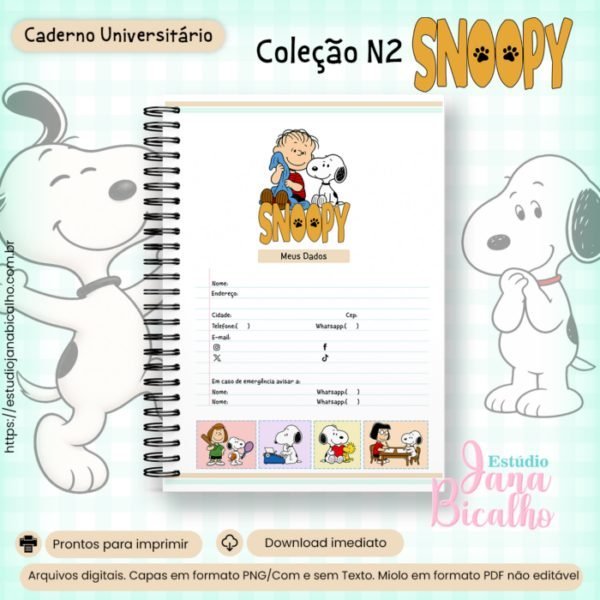 Caderno Universitário Coleção Snoopy - encadernação - Imagem 5