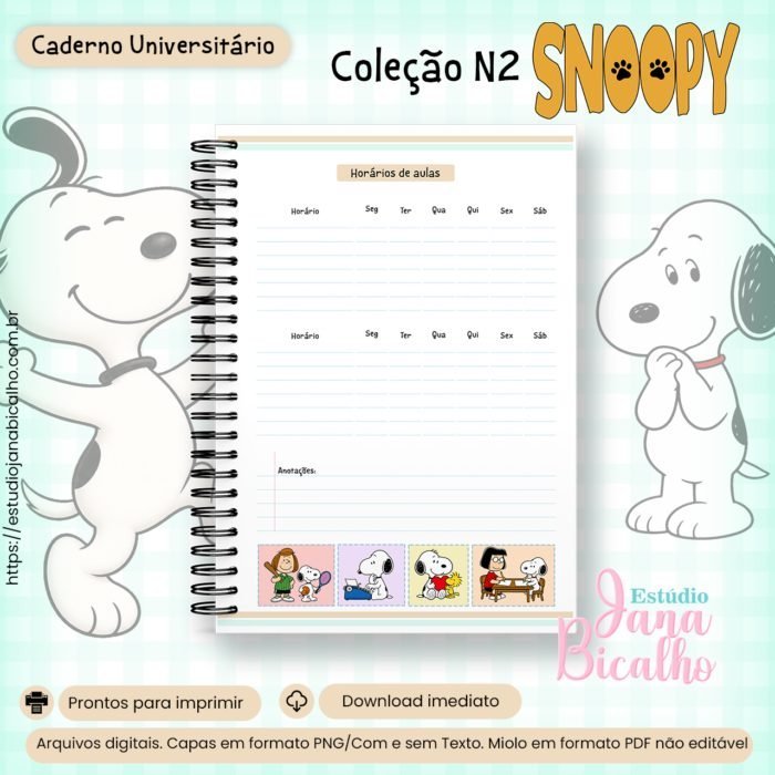 Caderno Universitário Coleção Snoopy - encadernação - Imagem 4