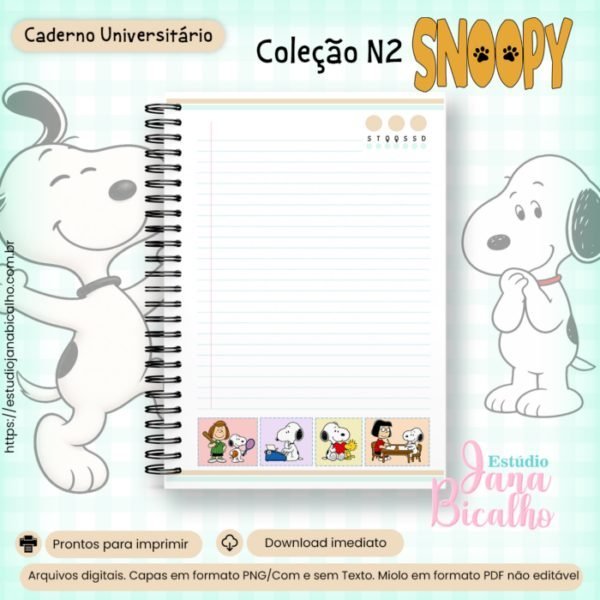 Caderno Universitário Coleção Snoopy - encadernação - Imagem 3