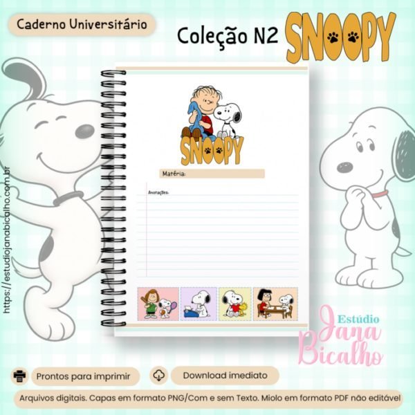 Caderno Universitário Coleção Snoopy - encadernação - Imagem 2
