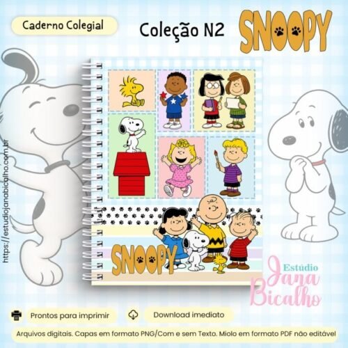 Caderno Colegial Coleção Snoopy - encadernação