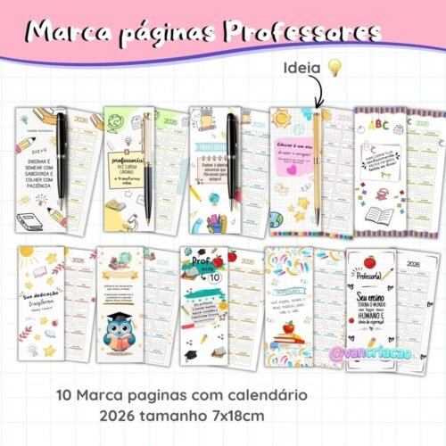 Arquivo Marca páginas Professor com calendário 2026