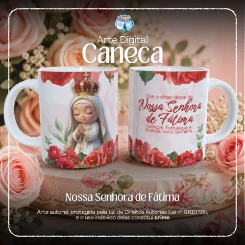 Arte Caneca Santinha Nossa Senhora de Fátima