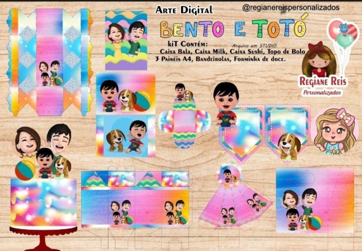 BENTO E TOTÓ - Arquivos de Corte / Festa Pronta