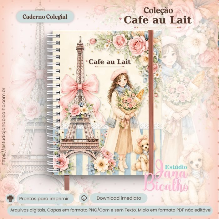 CADERNO COLEGIAL CAFÉ AU LAIT - Encadernação
