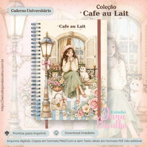 CADERNO UNIVERSITÁRIO CAFÉ AU LAIT - Encadernação
