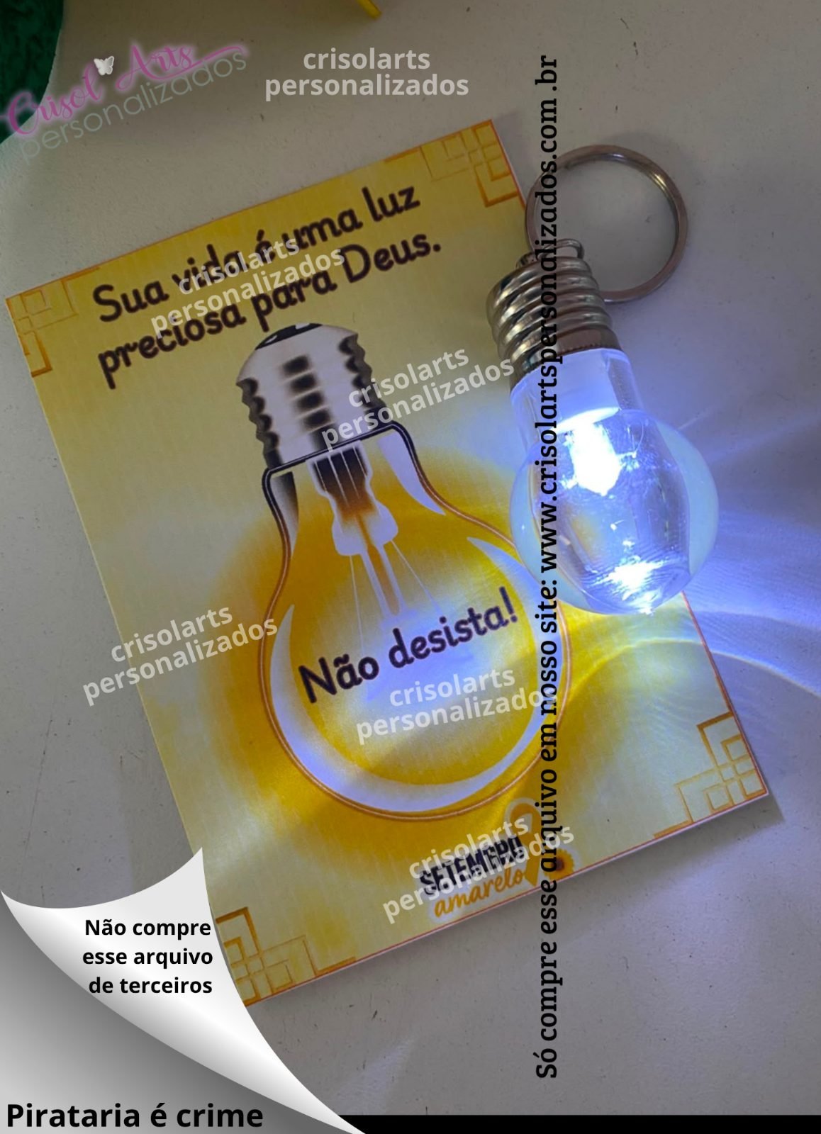 CARD CHAVEIRO LÂMPADA SETEMBRO AMARELO - Arquivos de Corte