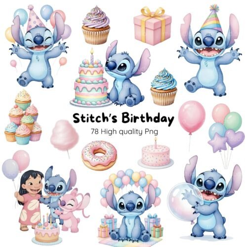 Kit Digital Stitch Birthday Cute - Kit Digital