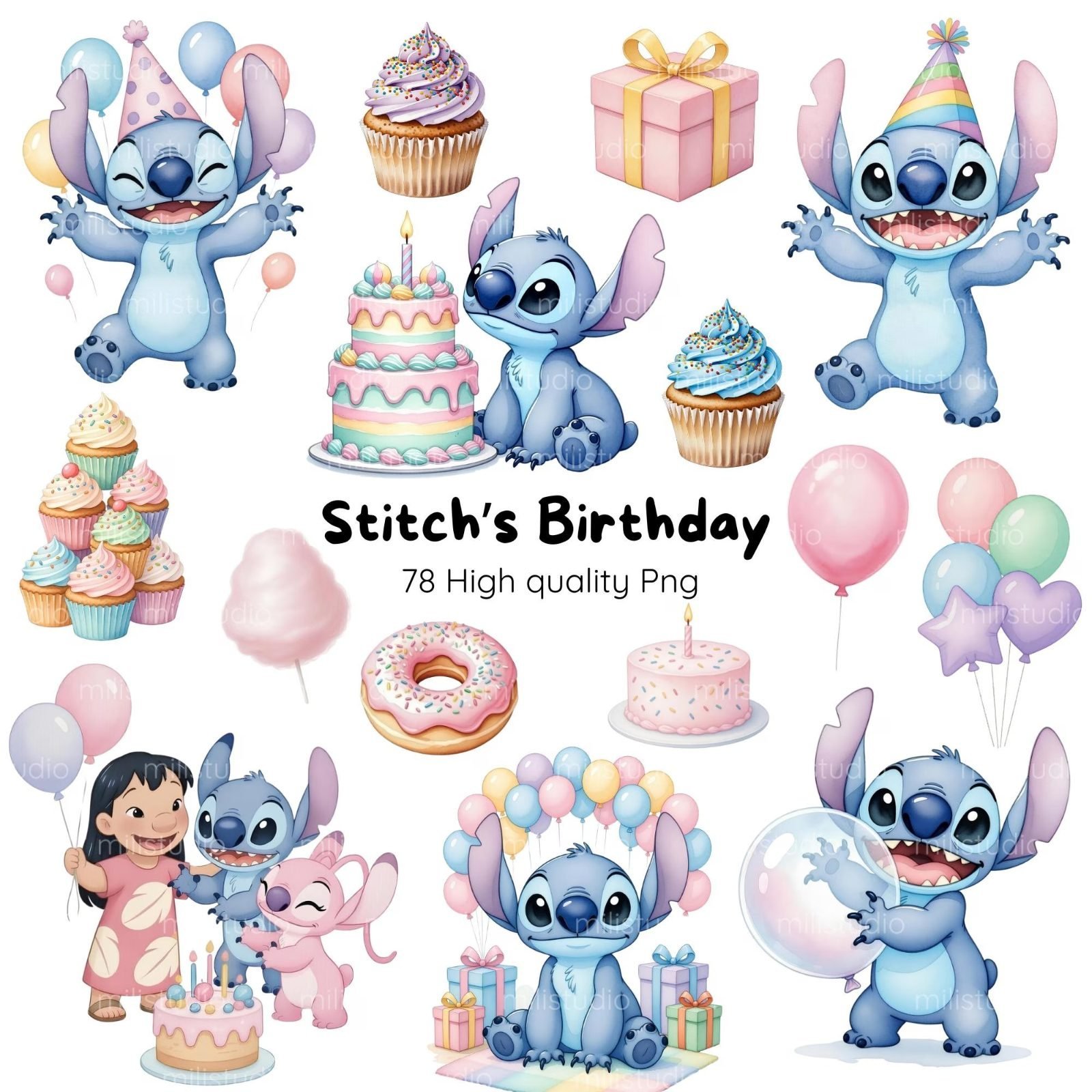 Kit Digital Stitch Birthday Cute - Kit Digital