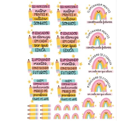 Arte Digital DTF UV Dia dos Professores Arco-Íris ( Folha A4) - Datas comemorativas
