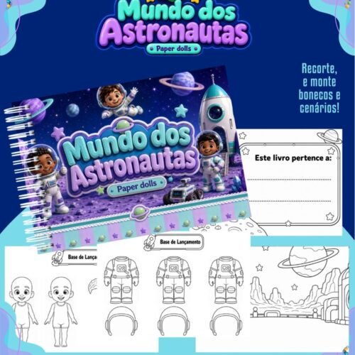 LIVRINHO PARA COLORIR PAPER DOLLS MUNDO DOS ASTRONAUTAS