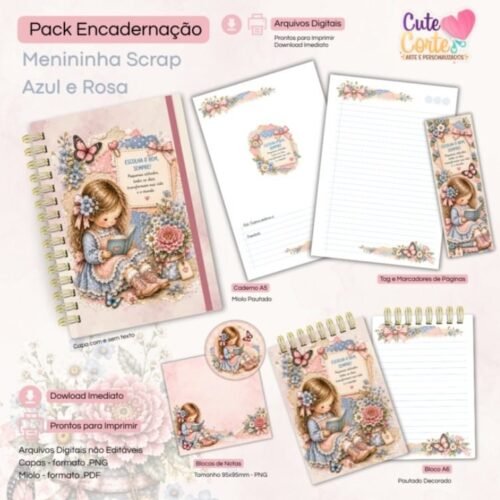Arquivo Caderno Scrap Rosa e Azul
