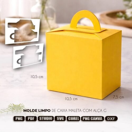 Molde Limpo de Caixa Maleta com alça (Lancheirinha G) - Arquivos de Corte