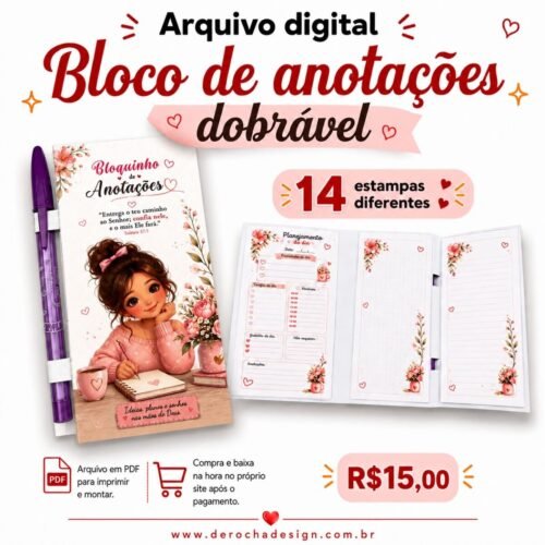 BLOCO DE ANOTAÇÕES FEMININO - Encadernação