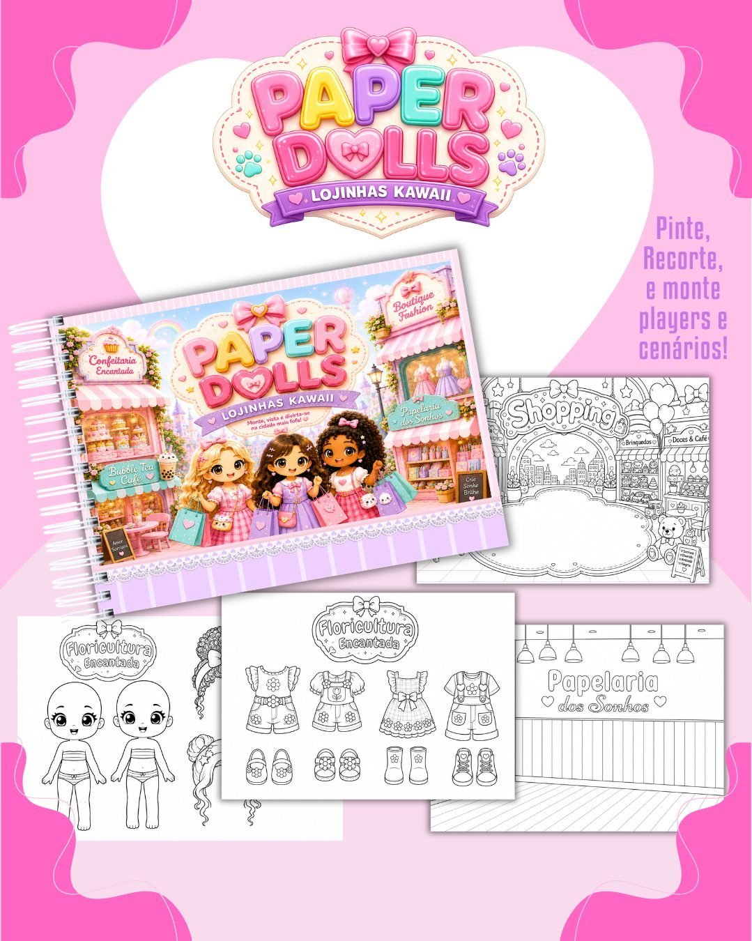 PAPER DOLLS LOJINHAS KAWAII - Encadernação