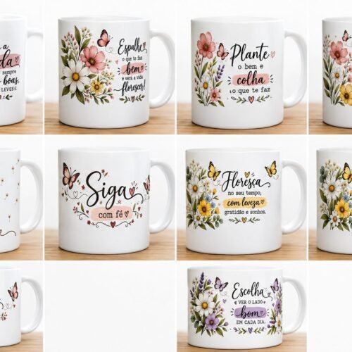 ARTE CANECA FLORAL - Sublimação