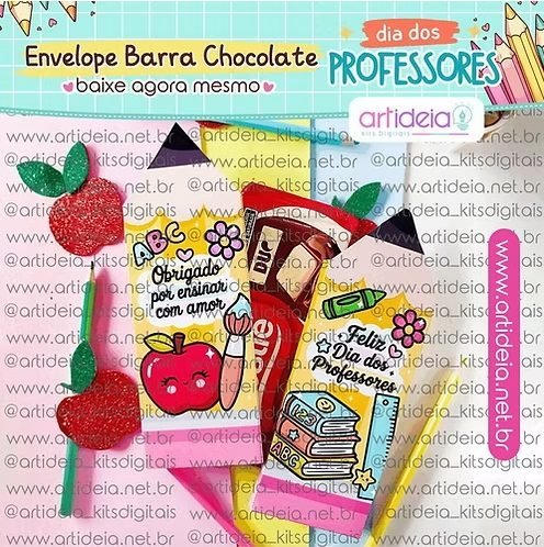 ENVELOPE BARRA DE CHOCOLATE DIA DOS PROFESSORES - Arquivos de Corte
