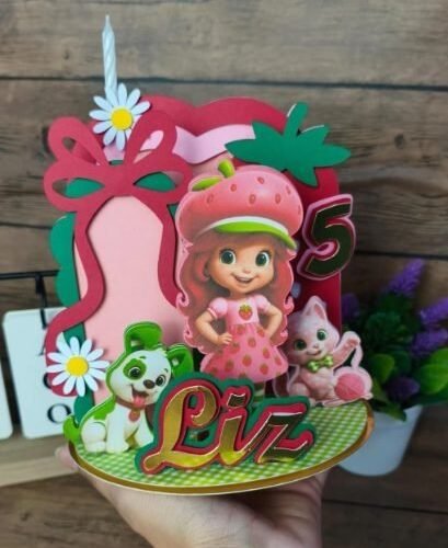 TOPO DE BOLO 3D MORANGUINHO - Topos de bolo